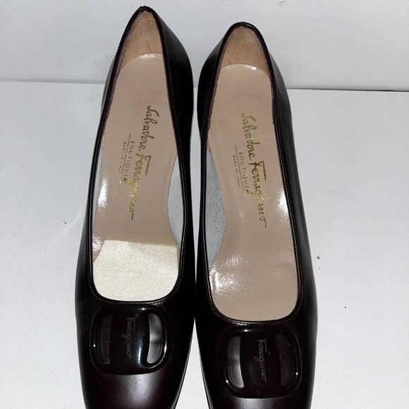 Salvatore Ferragamo Brown Leather, Block Heel (1.5"),  Shoe, Size 8B, Like New! - Picture 6 of 8